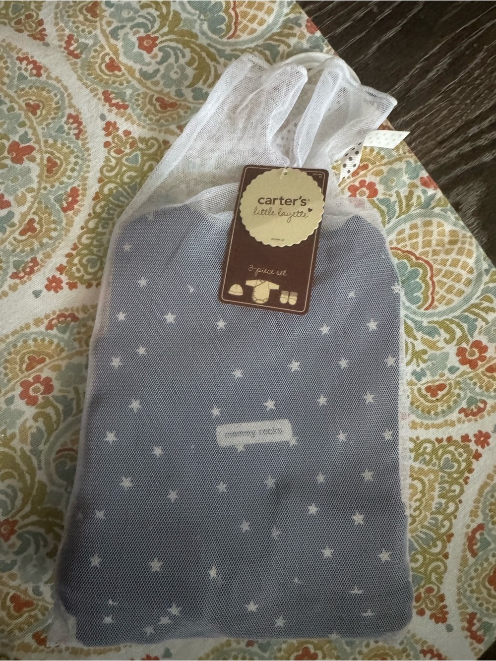 Carter's Gray with White Star 3-Piece Baby Set